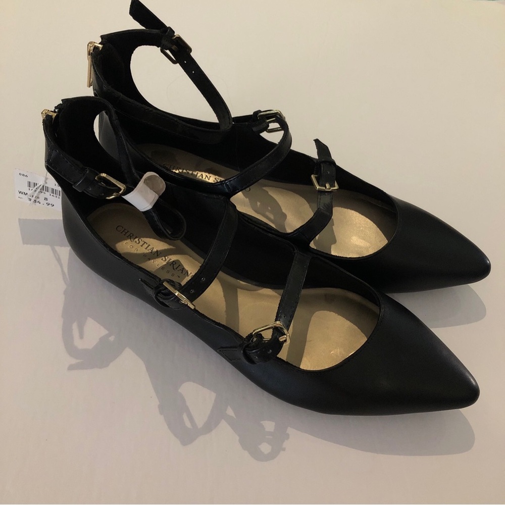 Christian Siriano Payless Womens Black Flats 8 Ballet Buckle Pointed Toe Goth